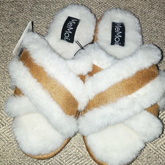 🔥HP🔥 NWT MeMoi Women's Serina Slide-On Plush Slippers in Ivory Size S - Picture 2 of 11